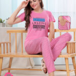 Women's Cotton Printed T shirt Pajama Set